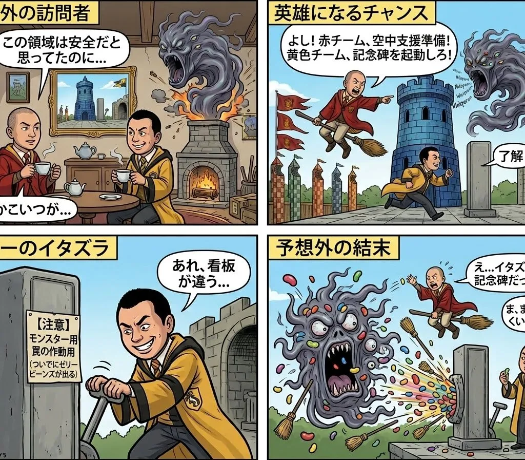 Comic / Storyboard - Four-Panel Manga: Judgment of the Ministry of Magic