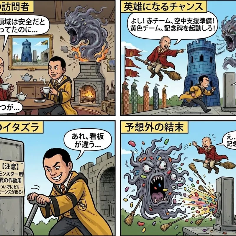 Comic / Storyboard - Four-Panel Manga: Judgment of the Ministry of Magic