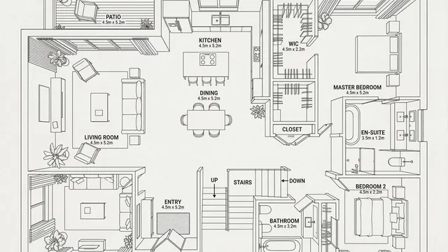 Infographic / Edu Visual - Modern Home Interior Architectural Blueprint Prompt