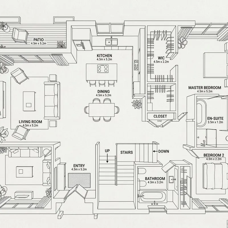 Infographic / Edu Visual - Modern Home Interior Architectural Blueprint Prompt