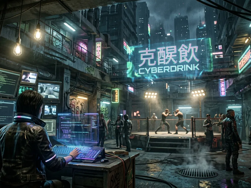 Neon Noir Cyberpunk Hideout Cinematic