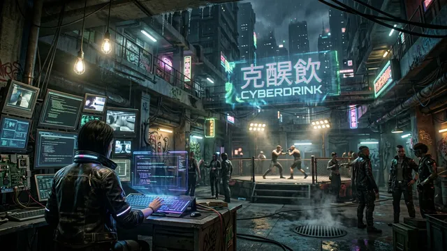 Neon Noir Cyberpunk Hideout Cinematic