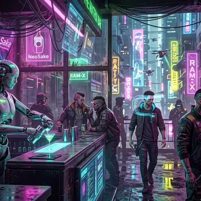 Neon Noir Cyberpunk Mirrorworld Scene