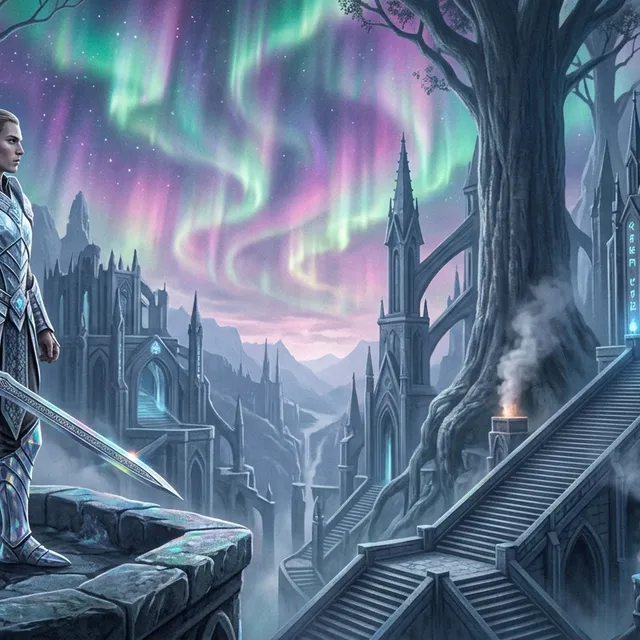 Prismatic Aurora Elven Warrior Matte Masterpiece