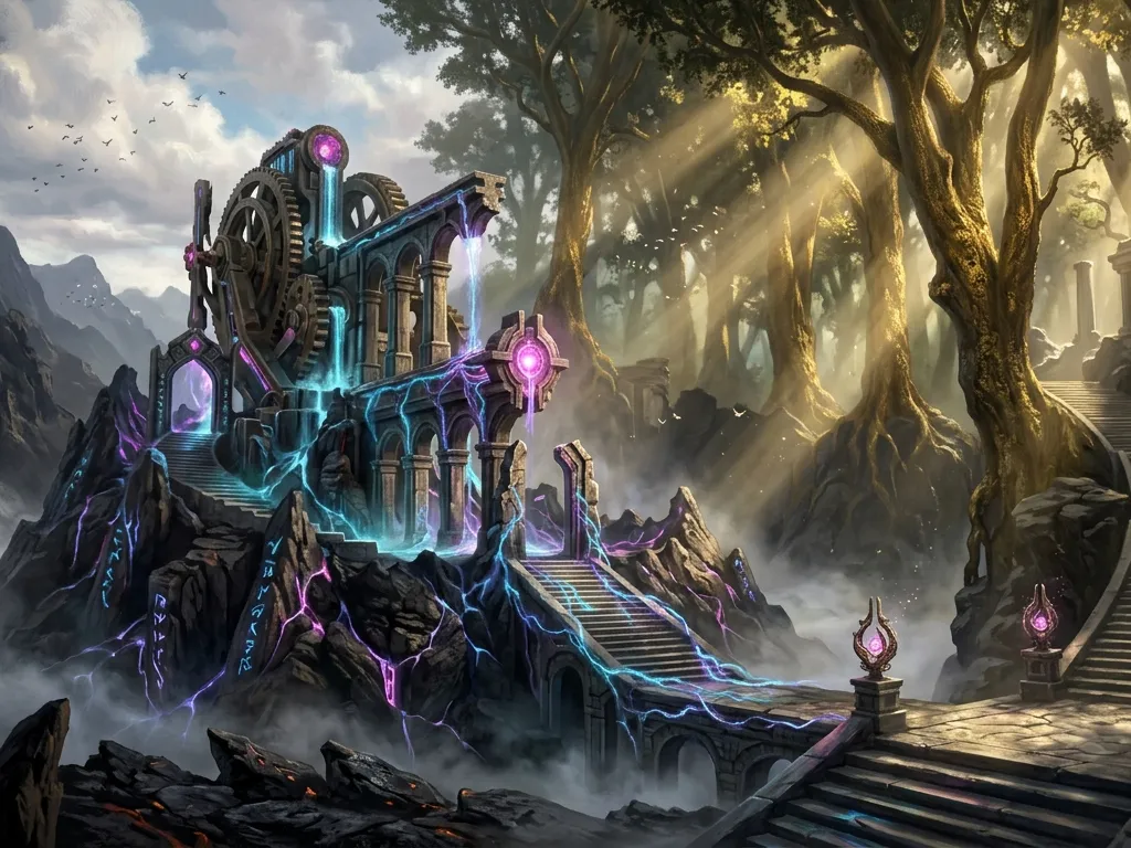 Romantic Unreal 5 Bioluminescent Fantasy Ruins