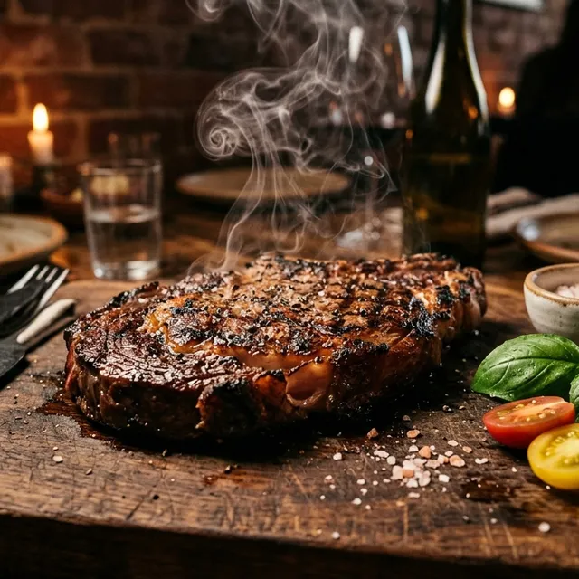 Cinematic Golden Hour Gourmet Steak Shot