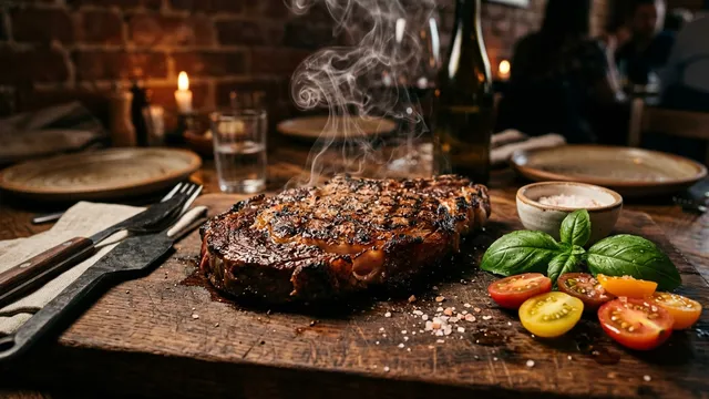 Cinematic Golden Hour Gourmet Steak Shot