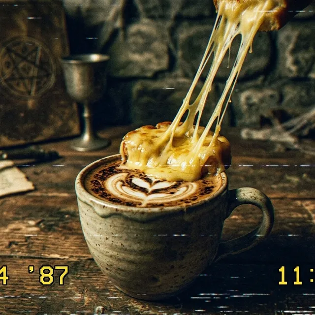 Vintage Dark Fantasy Latte Art Feast