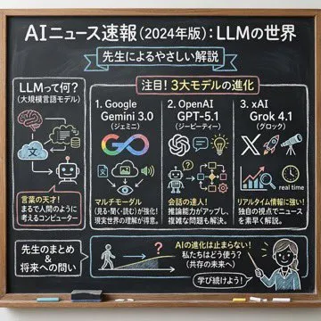 Chalkboard-style AI news summary