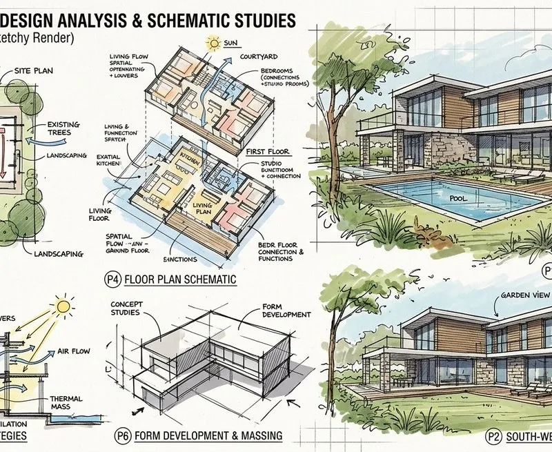 Infographic / Edu Visual - Prompt for a modern villa layout
