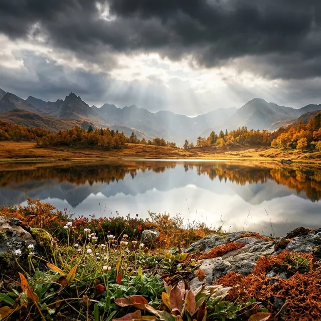 Ukiyo-e Autumn Storm Mirror Panorama