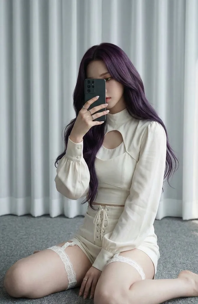 Product Marketing - Karina (aespa) in Ivory and Purple Hair