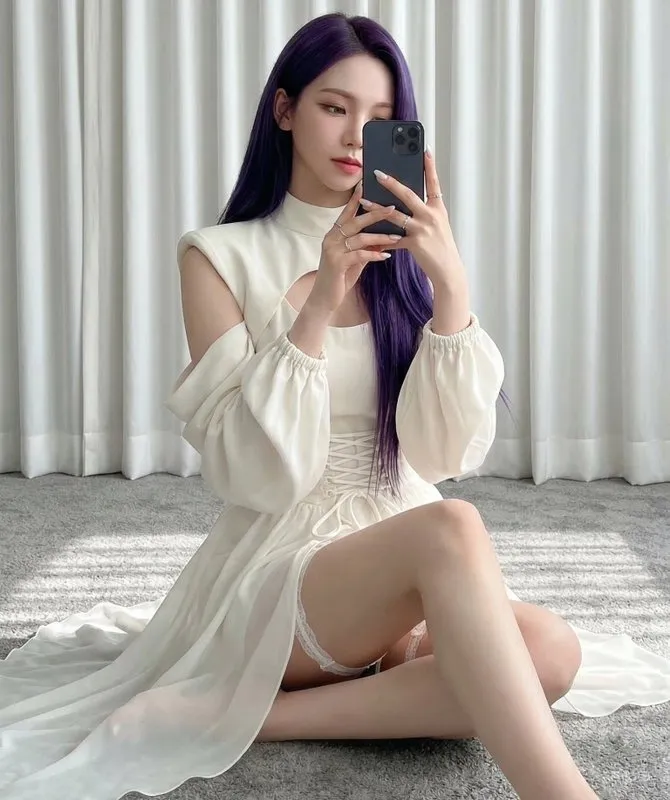 Product Marketing - Karina (aespa) in Ivory and Purple Hair