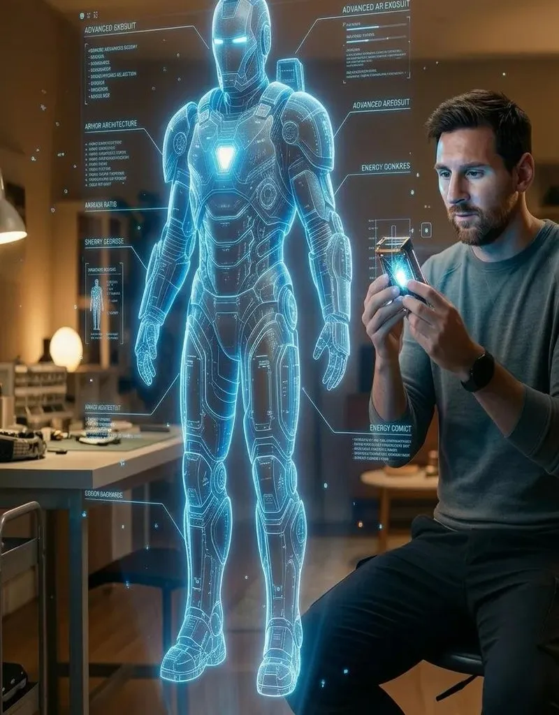Game Asset - Futuristic Engineer with Holographic Exosuit