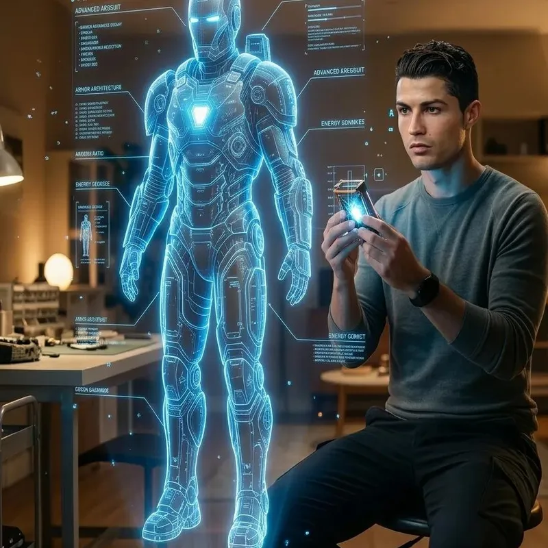 Game Asset - Futuristic Engineer with Holographic Exosuit