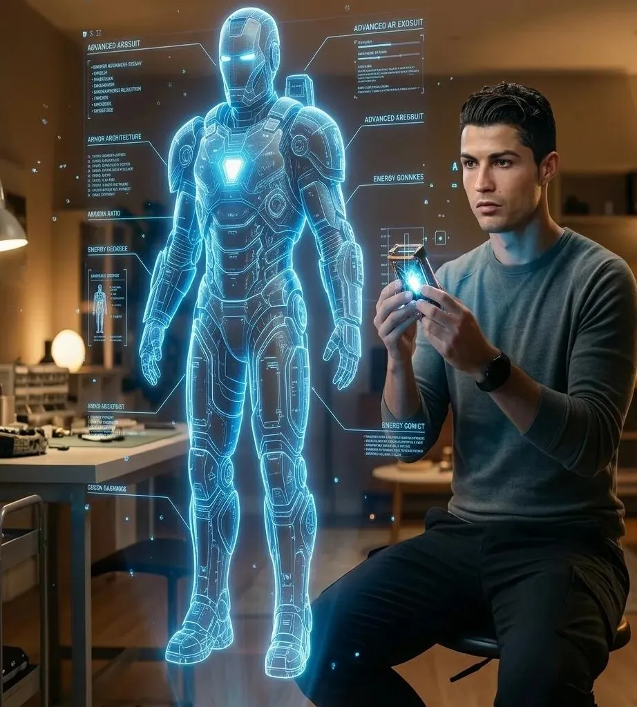 Game Asset - Futuristic Engineer with Holographic Exosuit