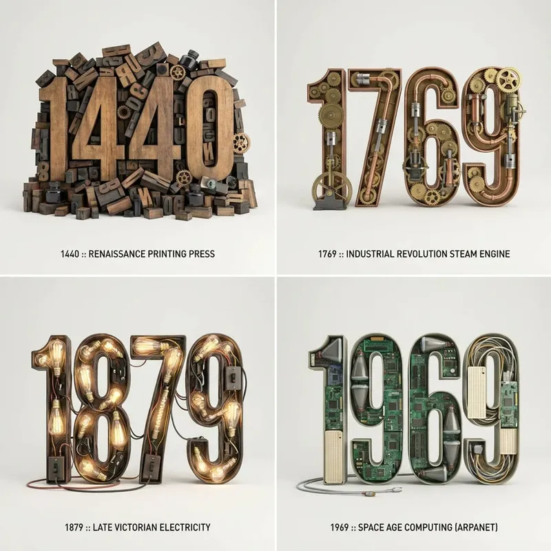 Infographic / Edu Visual - Typographic Sculpture of Historical Inventions