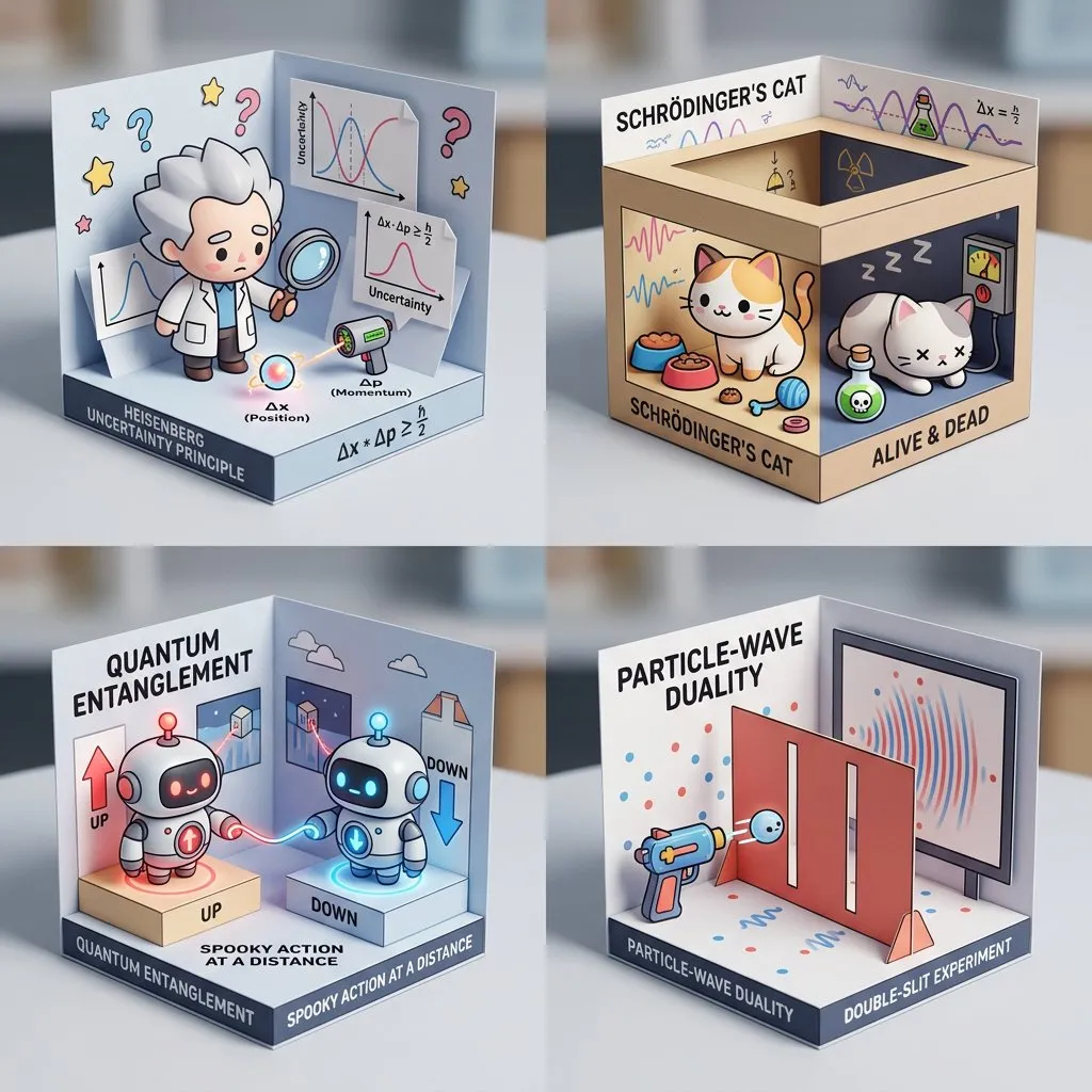 Infographic / Edu Visual - Visualizing Quantum Mechanics with Diorama Style