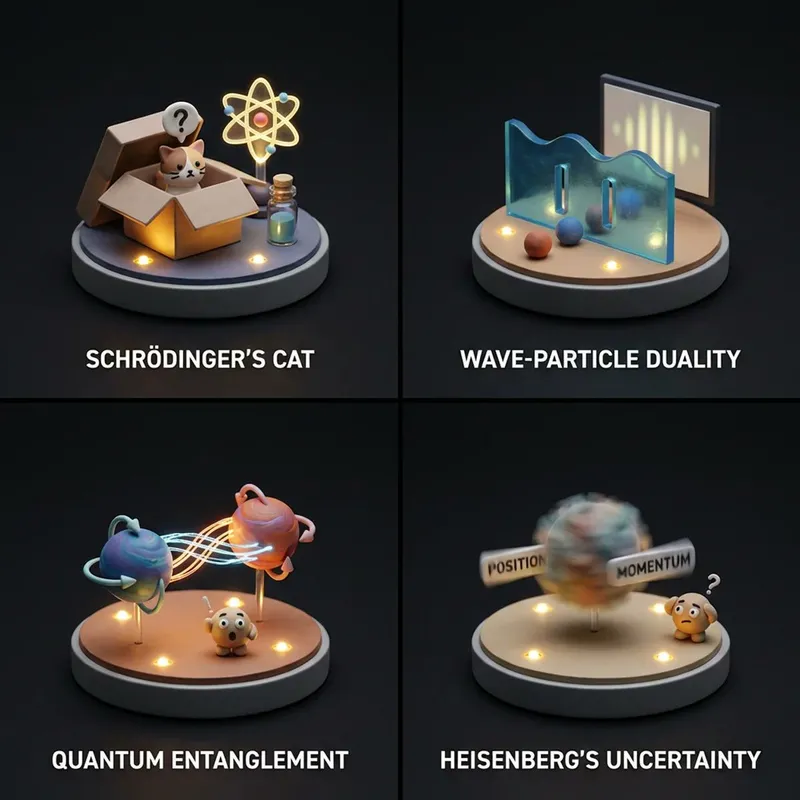 Infographic / Edu Visual - Visualizing Quantum Mechanics with Diorama Style