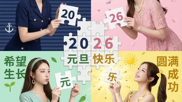 New Year's Day Special: Four-Panel Puzzle for 2026 Blessing