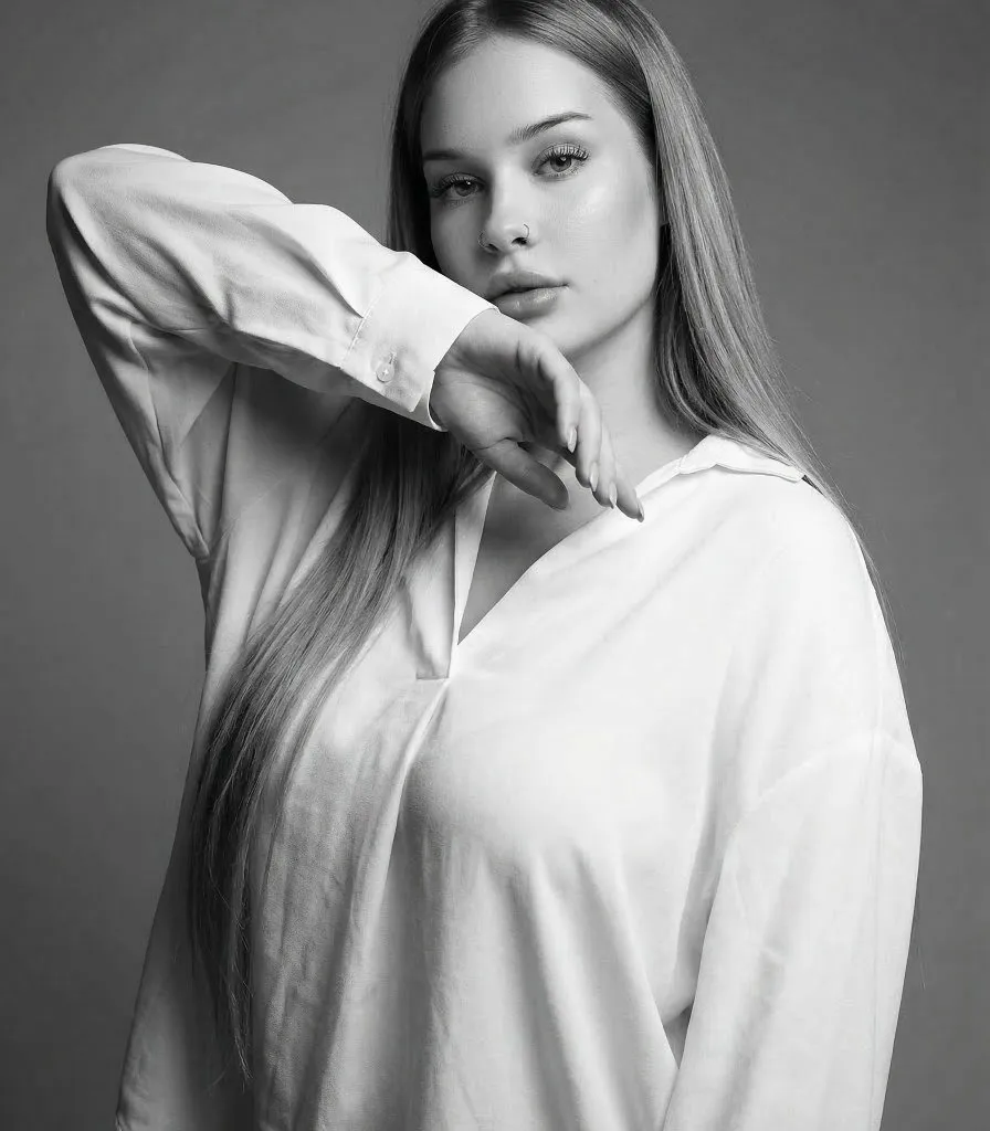 Product Marketing - High-Fashion Monochrome Studio Portrait