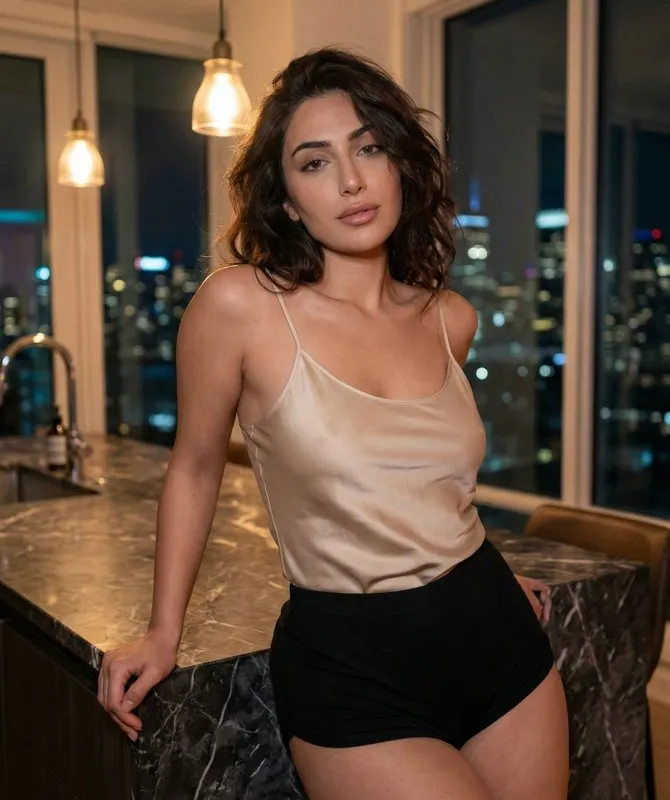 Profile / Avatar - Low-Light Kitchen Portrait (Persian/Middle Eastern)