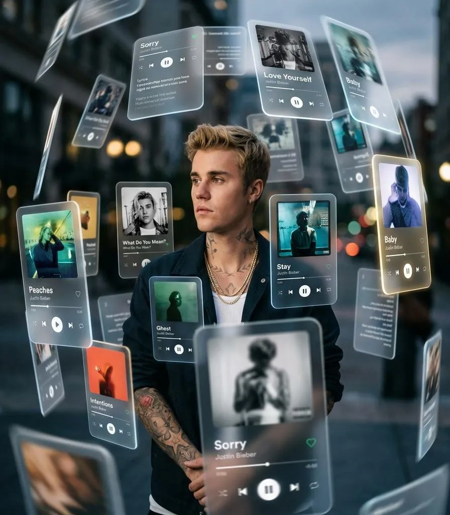 YouTube Thumbnail - Drake with Orbiting Glass Music Interfaces