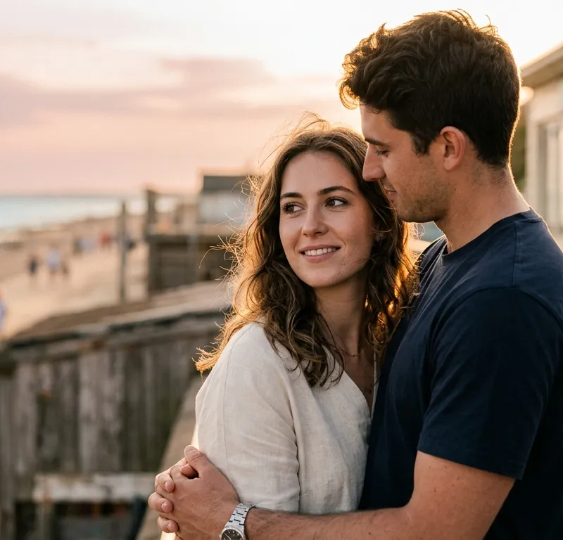 Couple Photo in Golden Hour Light