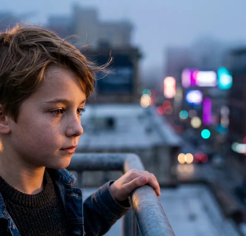 Photo Boy in Golden Hour Light