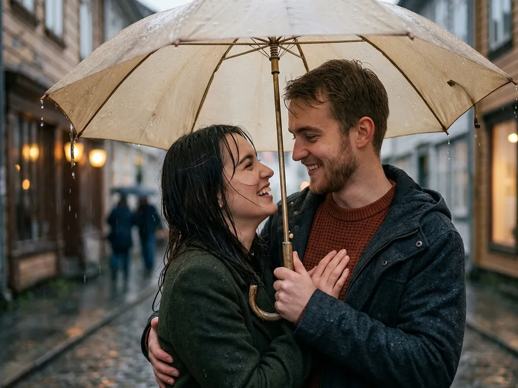 Twilight Cinematic Rain Portrait