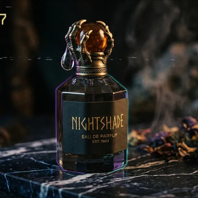 Dark Fantasy Synthwave Perfume Macro Portrait