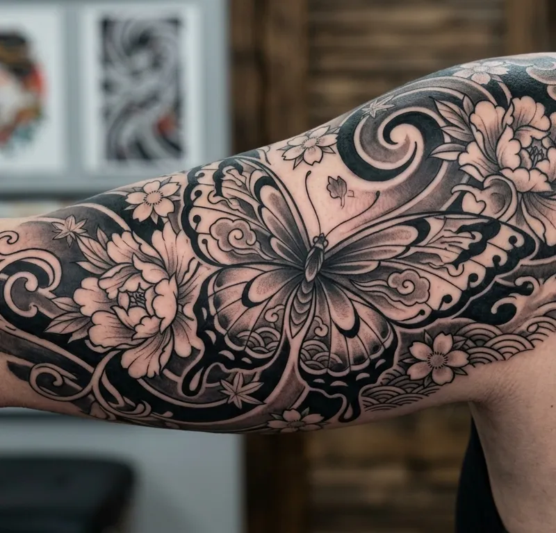 Butterfly Tattoo Traditional Japanese Irezumi