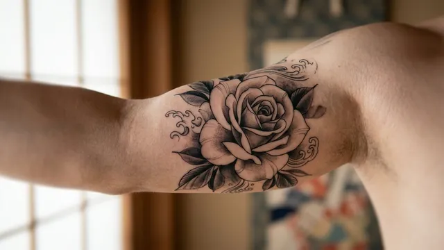 Hyper-Realistic Ukiyo-e Irezumi Rose Tattoo