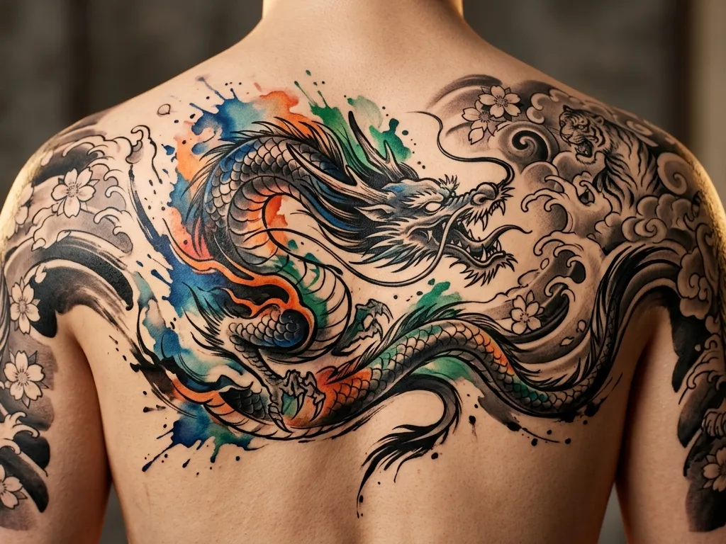 Ukiyo-e Watercolor Irezumi Tattoo Splash